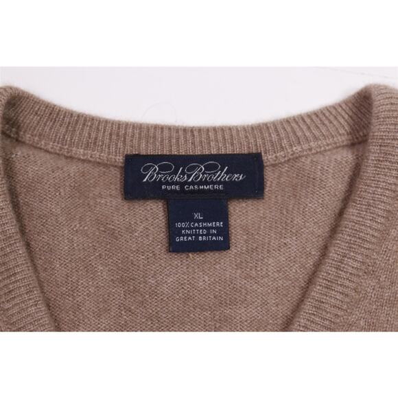 Brooks Brothers Light Brown 100% Cashmere V-Neck Sweater Great Britain XL - Picture 6 of 6